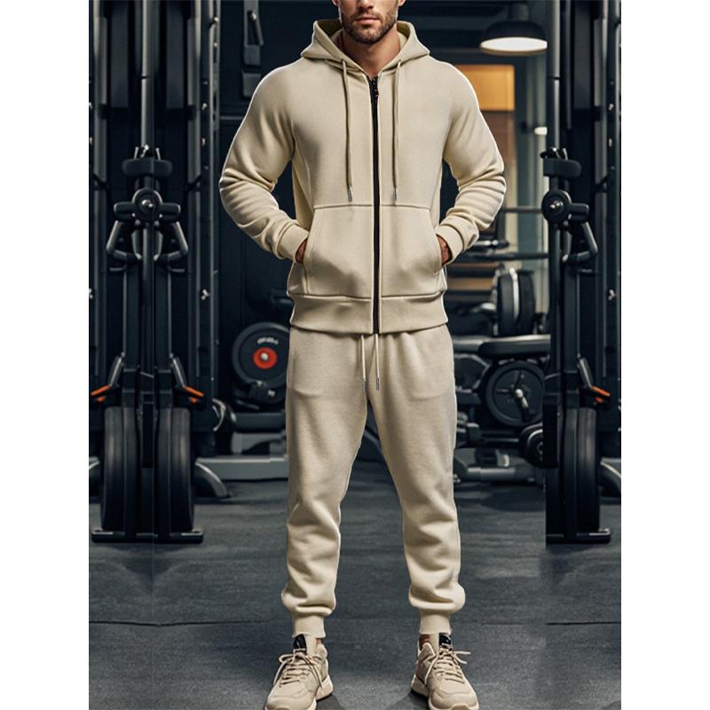 Men's Comfortable Fleece Hooded Sweatshirt Zipper Sports Suit Long Sleeved Sweatshirt Autumn and Winter Season