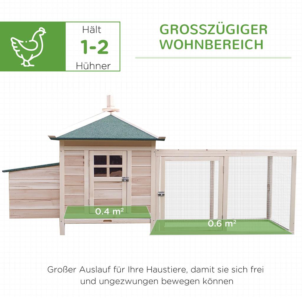 Chicken Coop Small Animal Pet Cage W/ Nesting Box Outdoor Run Backyard Wooden