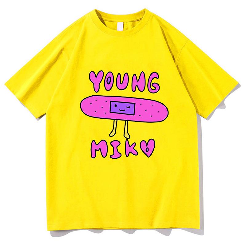 Singer Young Miko Print Graphic T Shirts Men Women Retro Fashion Short Sleeve T-shirt Harajuku Oversized Cotton Tees