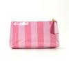 Pink White Striped Waterproof Makeup Bag With Two-Tone Tassel Zipper Pull