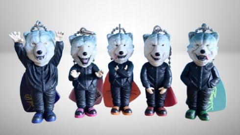 MAN WITH A MISSION 2024 Merchandise Gacha 5-Piece FIGURE COLLECTION Figure Man With a Keychain + (Green: DJ Santa Monica)