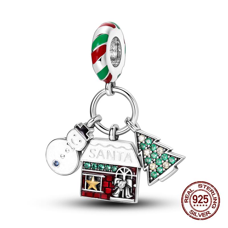 New Copper Snowman Elk Santa Christmas Charms Bead Fit Pandachoriginal Bracelets Diy Jewelry Holiday Gift