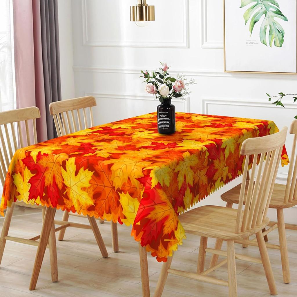 Autumn Watercolor Maple Leaves Rectangle Tablecloth for Table Decor Fall Harvest Kitchen Dining Table Cloth Thanksgiving Decor