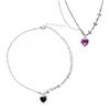 Heart Necklace for Women Girls Fashion Crystal Choker Party Jewelry Gift