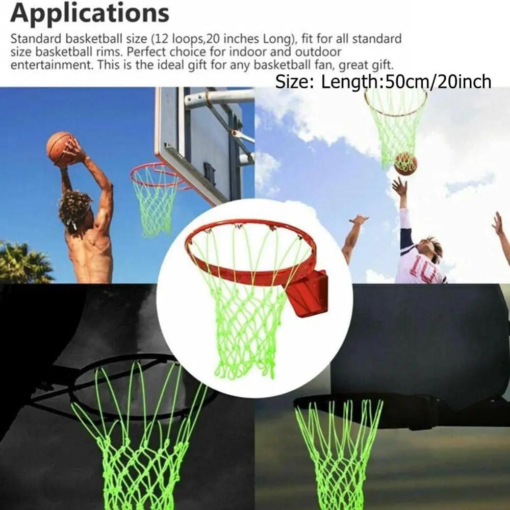 Nylon Glow Basketball Net 12 Loops Durable Nightlight Basketball Net Standard Size Easy to Install