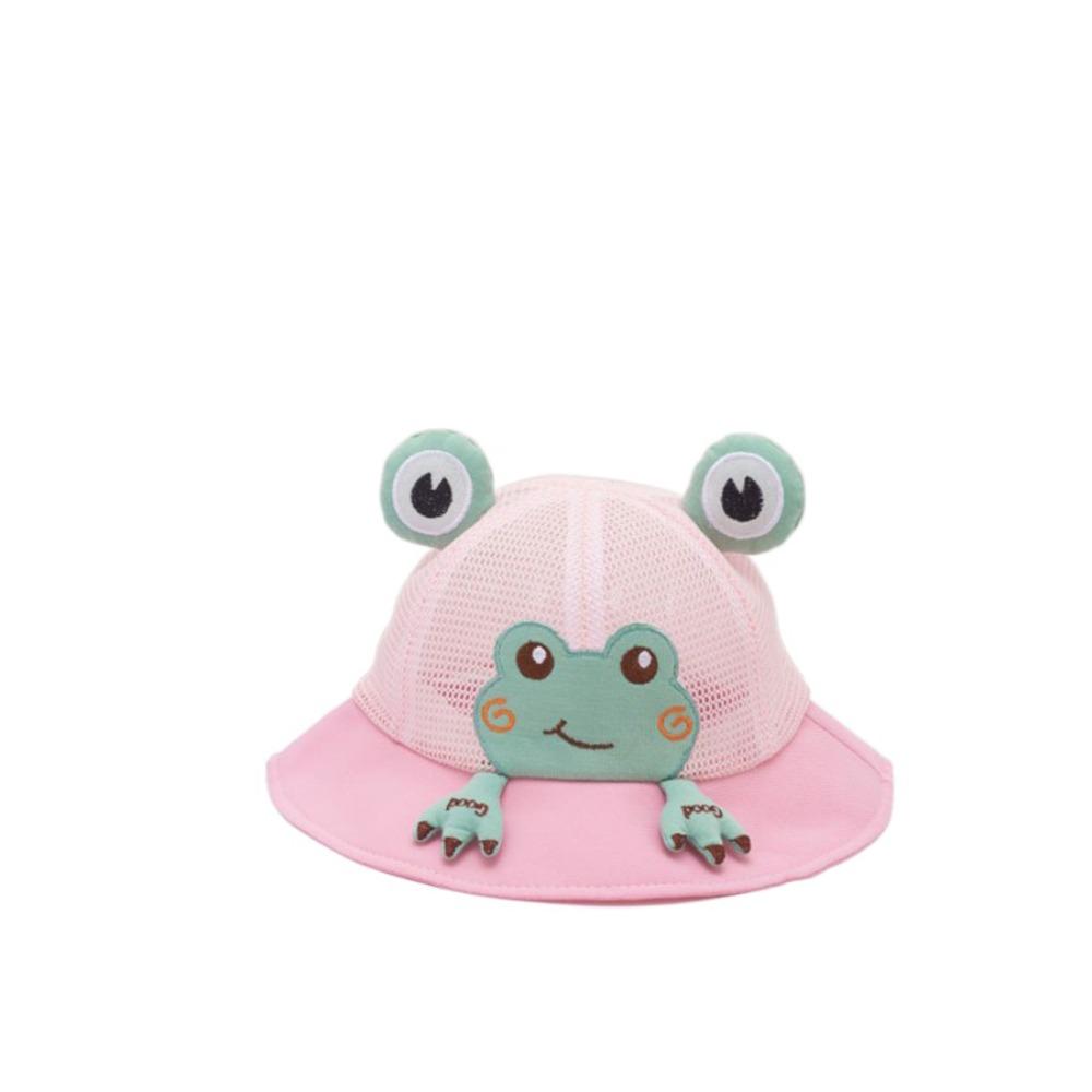 Sweet Korean Style Cartoon Frog Bucket Hat Breathable Mesh Baby Sun Protection Hat Streetwear Cotton Children Fishman Hat Spring