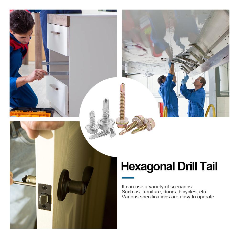 Hex Washer Head Self Drilling Tapping Screw Stainless Steel/Color Zinc M4.2 M4.8 M5.5 M6.3 Hardiflex Screws for Sheet Metal