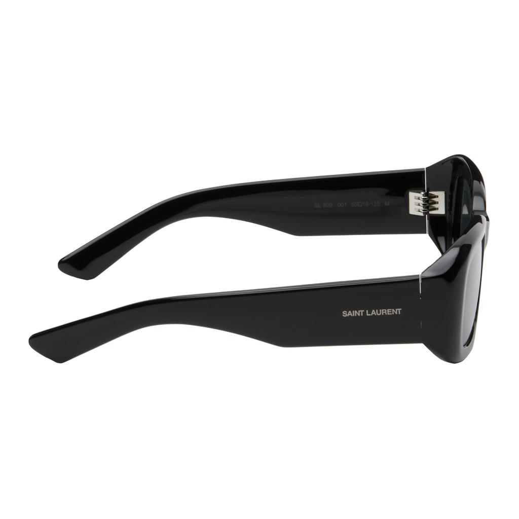 Saint Laurent Logo Rectangular Sunglasses Unisex Sunglasses Black SL809001