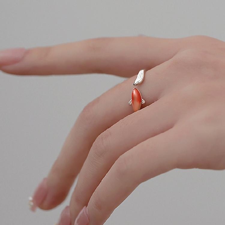 Gradient Lucky Carp Rings Kois Fish Open Rings for Trendsetters Unique Ornament