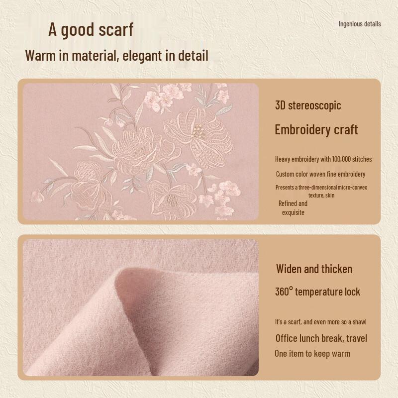 Shanghai Story 100% Wool Embroidered Scarf