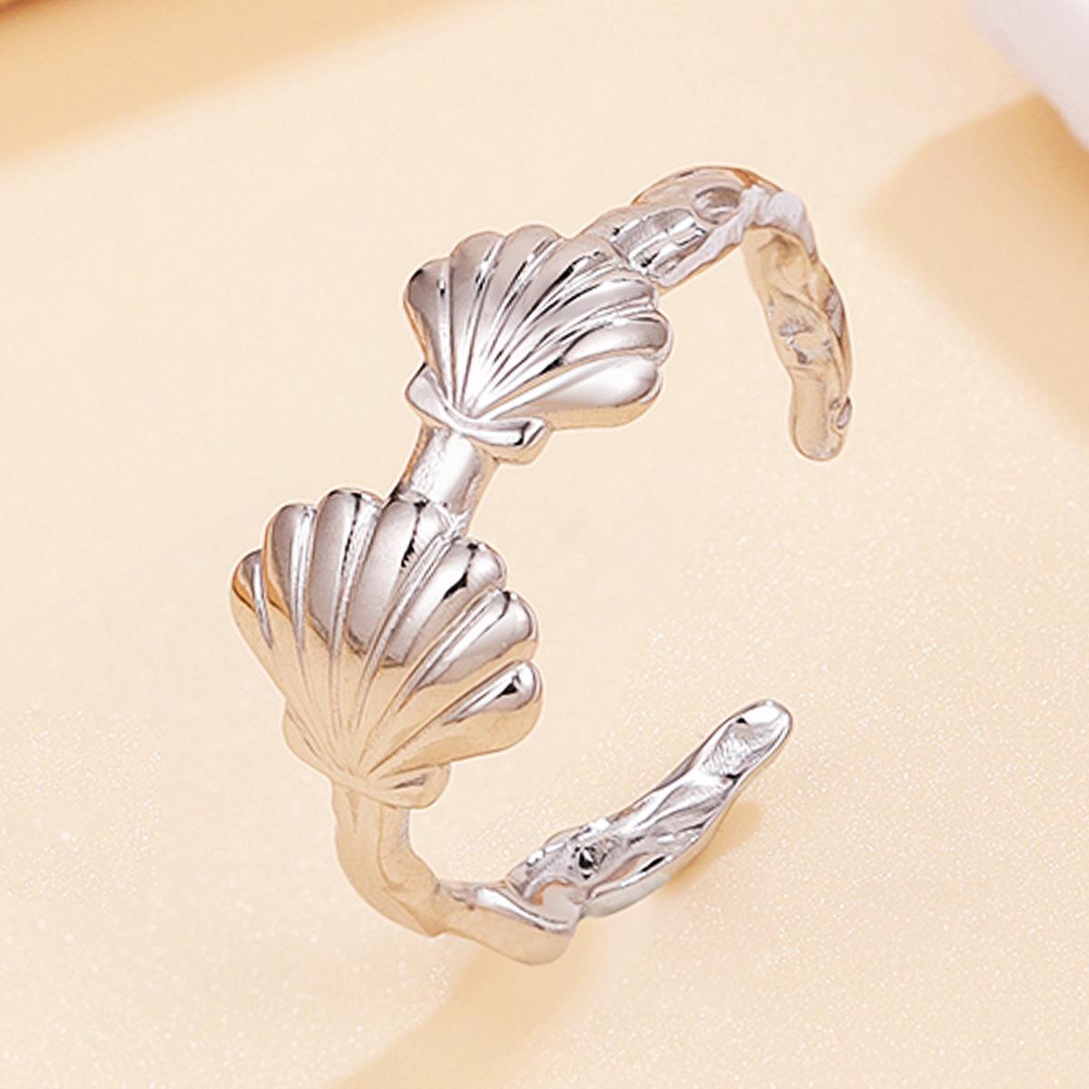 Adjustable Stainless Steel Shell & Animal Ring – Women s Casual Resort Ocean Series Jewelry