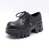 Black trendy thick soled shoes Classic and men's minimalist style Outdoor street Daily lace up Height increasing shoes