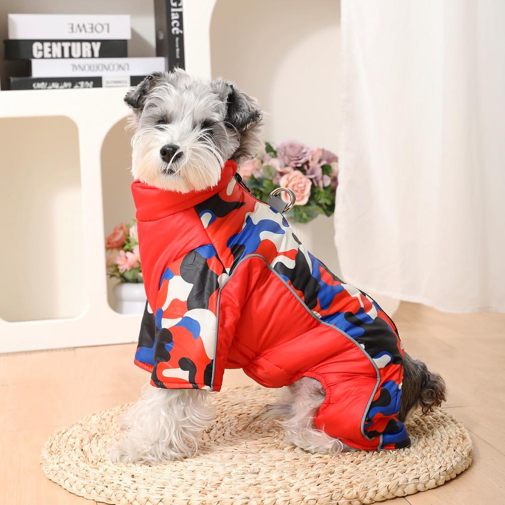 Verdickte Hunde-Overalls Winter Winddicht Warme Welpenjacke Für Kleine Mittelgroße Hunde Mit D-Ring Elastizität Reflektierend Chihuahua Yorkshire Haustierkleidung