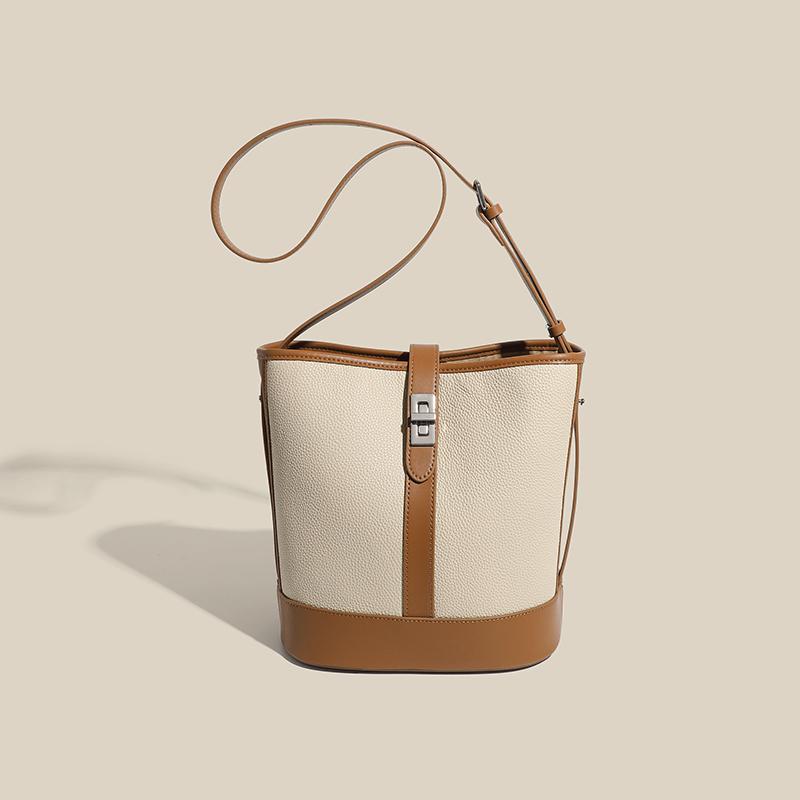 

Сумки-ведра женские из коровьей кожи с узором личи, большие сумки через плечо для женщин из натуральной кожи (20cm<Max Length<30cm)