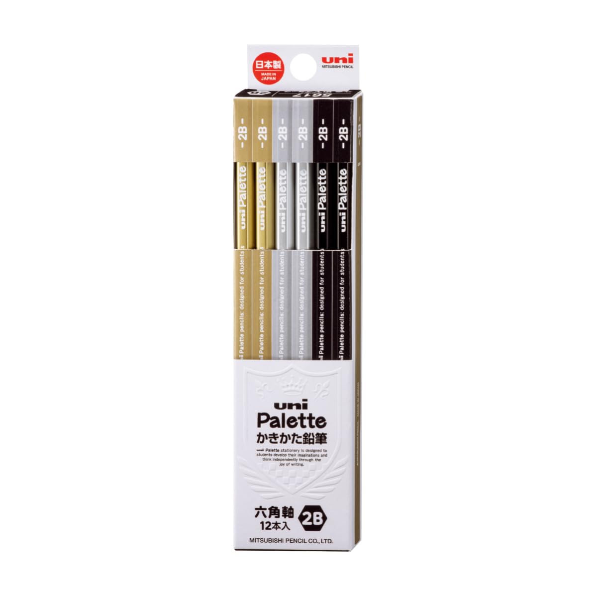 Карандаши для письма Mitsubishi Pencil Uni Palette 2B Черные 1 дюжина K56172B