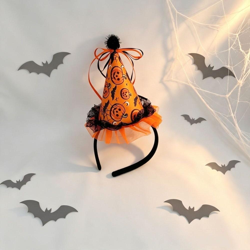 Bow Halloween Witch Hat Hair Hoop Flower Halloween Headband Funny Halloween Party Hair Band Lady