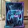 Neon Game Controller Lightning Theme blanket Lightweight Warm Flannel Blanket Decorative Throw Blanket for Home Decoration