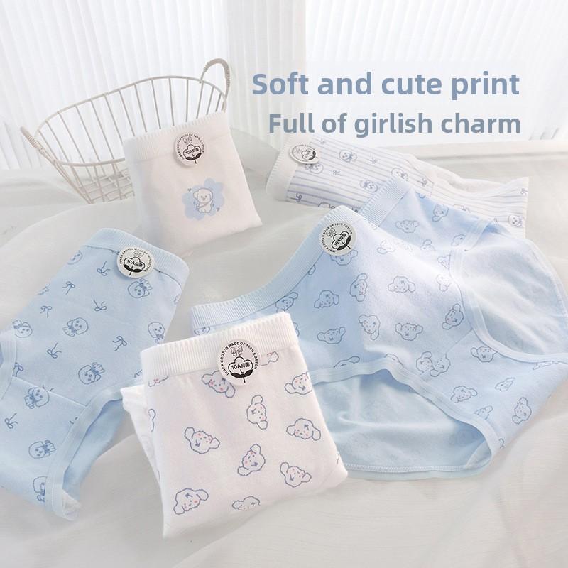 Girls Spring and Summer Lovely Print 10A Antibacterial Cotton Crotch Comfortable Breathable Briefs