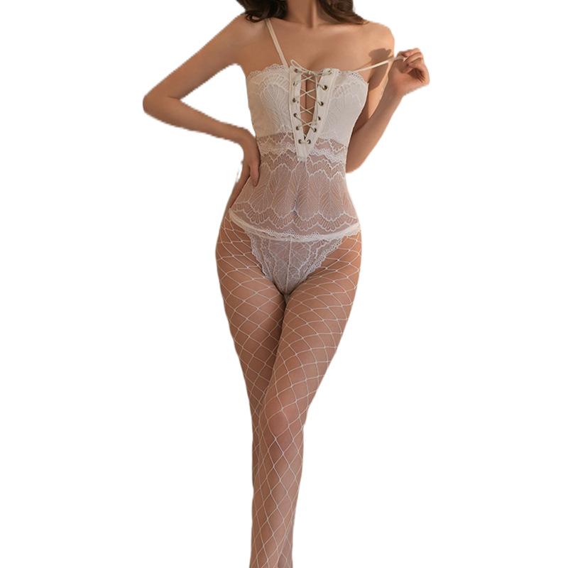 Sexy lingerie open-file tights sexy lace seduction perspective large-size uniform suit