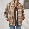 2026 Fall Winter Womens Plaid Coat Casual Cardigan Short Jacket Top