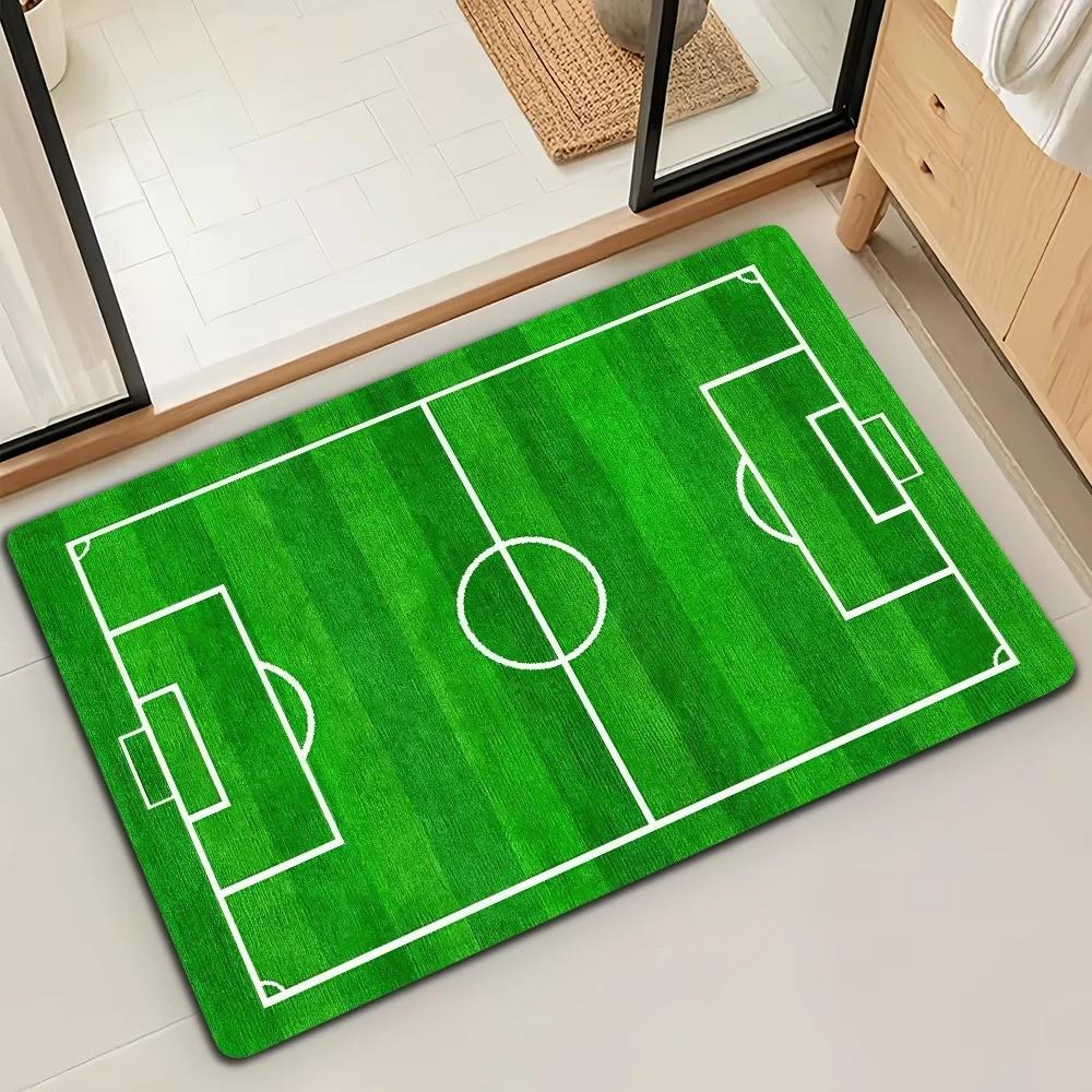 Grünes Fußballfeld Fußballplatz Bad Mikrofaser Dekorative Boden Türvorleger Schnelltrocknend Rutschfeste Sohle Fußabtreter Teppich Bodenmatten
