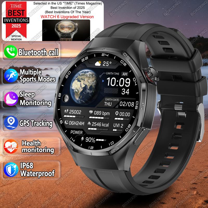 

New Watch 6 Pro GPS Smart Watch Men Sports Fitness AMOLED Screen Always Show Time Health Monitor BT Call Waterproof Smartwatches чорний