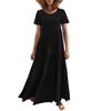 Loose Long Skirt, Short Sleeves, Round Neck Asymmetrical Rocking, Layered Beach Showing Thin Wind