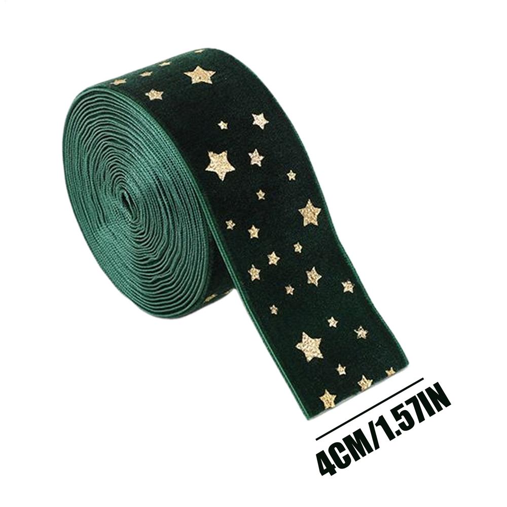 78 Inch Christmas Tree Decorative Ribbon Velvet Hot Stamping Print Christmas Ribbon For Wreath Bouquet Flower Packaging