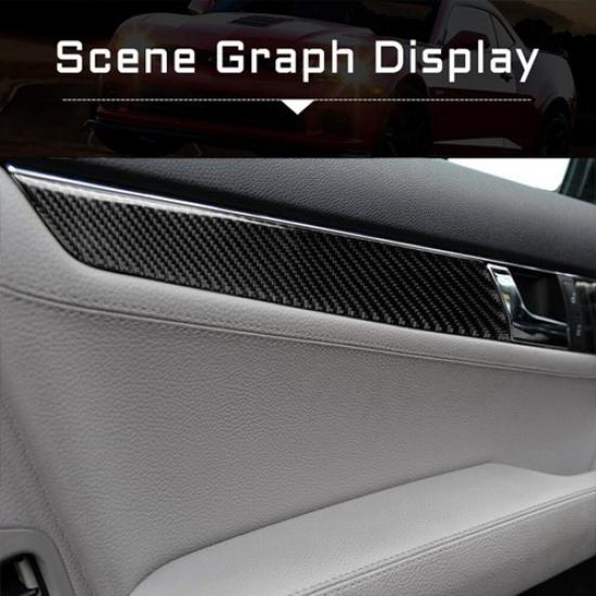 4Pcs Carbon Fiber Interior Door Panel Cover Trim For Mercedes-Benz W204 2007-13