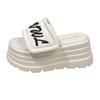 2025 summer new Velcro muffin thick bottom heightened one-word slippers women wear casual vacation cool slippers tide