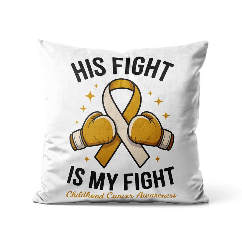 Gaslight Gatekeep Girlboss Childhood Cancer Awareness Pillow Cover Gold Ribbon Retro Groovy Wavy Design Cushion Case