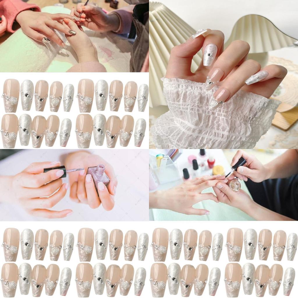 Handmade Long Floral Nail Sticker Wholesale For Women Xs S M L Pure Desire Style