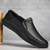 Men's Business Shoes Genuine Leather Soft Moccasins Comfortable Casual Shoes for Men Autumn Solid Black Men Sneakers