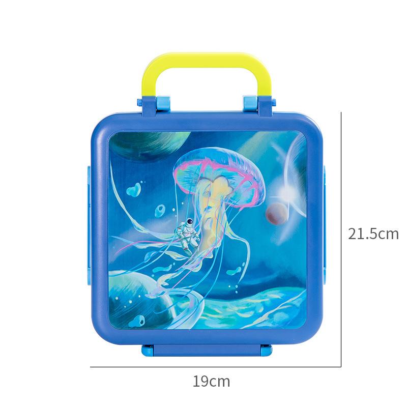 Lunchbox Kids School Portable Kids Lunch Box with Cutlery Cartoon Bento Box with Stainless Steel Soup Bowl Removable Divider