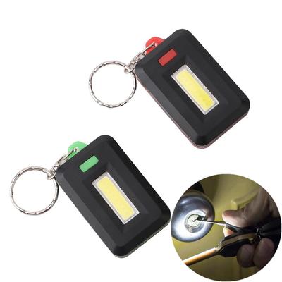 Red/Green COB LED Flashlight Light 3-Mode Mini Lamp Key Chain Ring Keychain(batteries Not Included)
