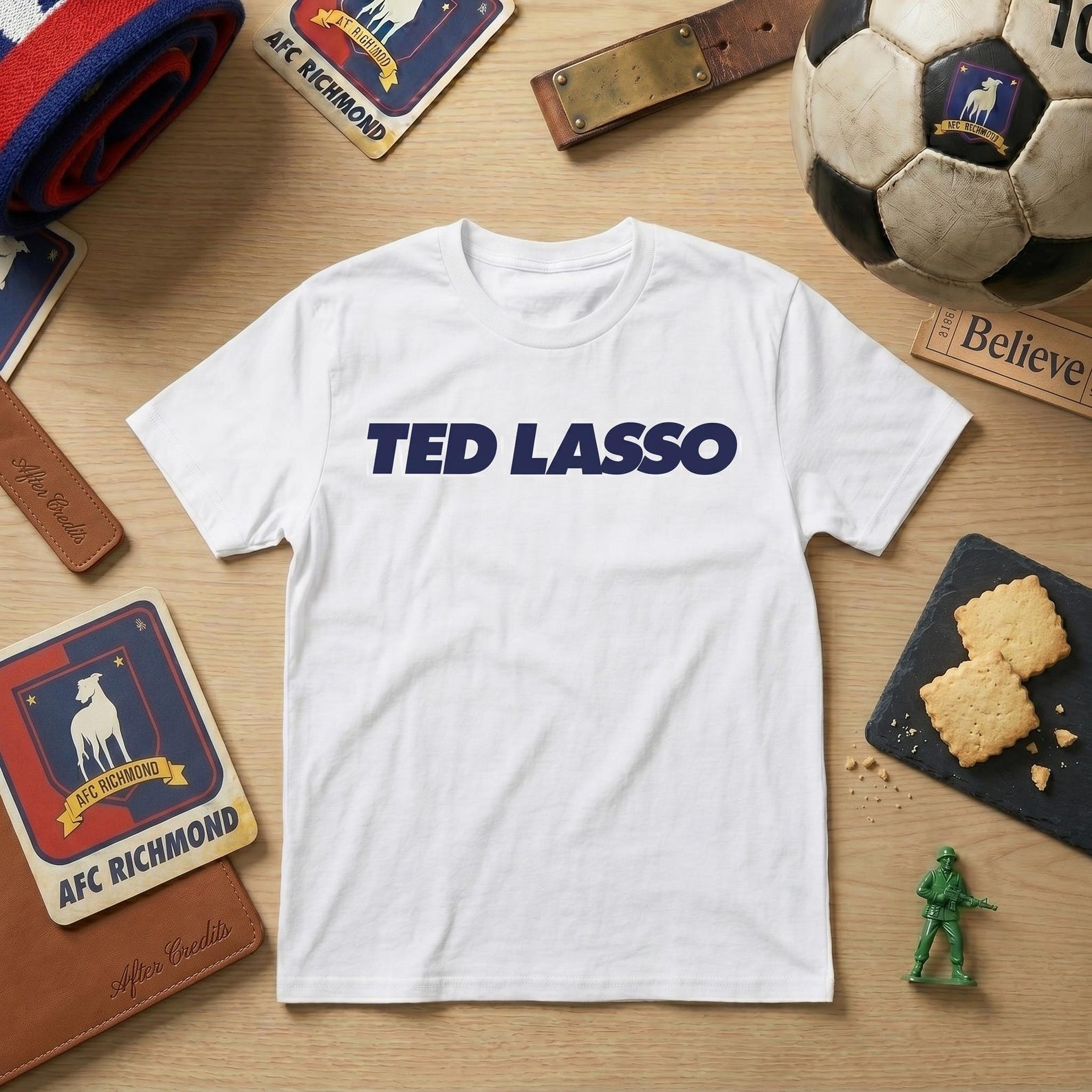 Ted Lasso White Logo T-Shirt | AFC Richmond Away Vibes | Believe Coach Lasso Shirt | Gift for Diamond Dogs M