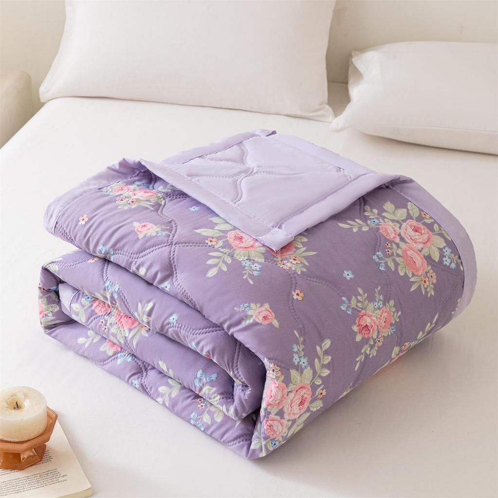 INS Skin-Friendly Washable Cotton Summer Quilt - Brushed Flannel Cooling Blanket for Dorms