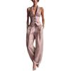 Women Clothing Set Sexy V-Neck Button Tank Fashion Casual