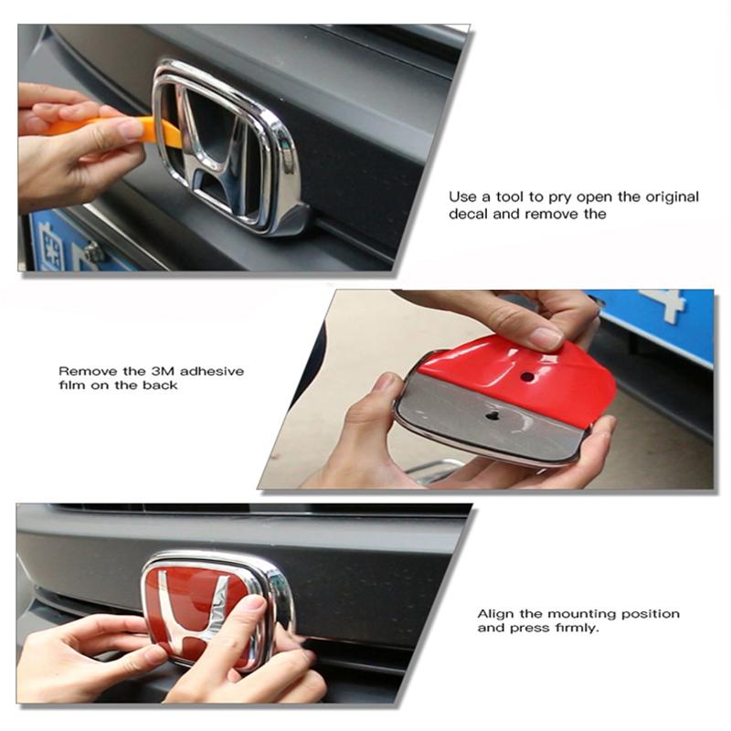 Car Mirror surface Logo Front Grille Trunk Steering Wheel Decoration Accessories For 2006-2019Honda Civic 8th 9th 9.5th 10th Gen aju256