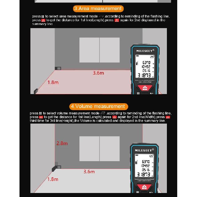 Mileseey X6 Laser Distance Measure With Angle Mini Handheld Digital Trena Rangefinder Meter Measuring For Home Design