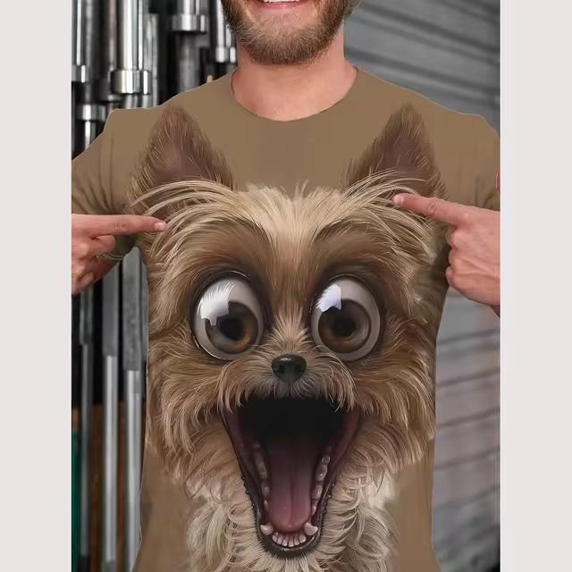 Sommer Rundhals 3D Lustiger Tierdruck Top Modische Lässige Kurzarm Herren T-Shirts