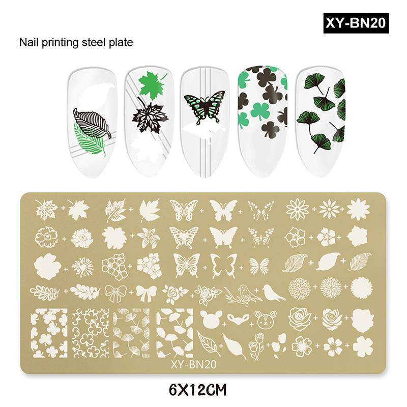 12X6Cm Golden Rectangular Nail Stamping Plates Bowknot Butterfly Flower Fireworks Designs Nail Art Template For Diy Nail Decor