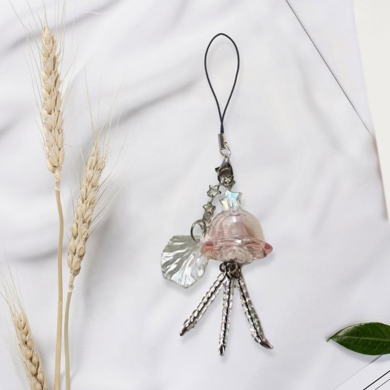 Handmade Jellyfish Pendant Unique Key Adornment Delicate Hanging Decors Stylish Jellyfish Phone Charm for Any Occasion