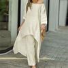 Irregular Long-Sleeve Wide-Leg Pantsuit Irregular Long Sleeve Loose Pants Suit
