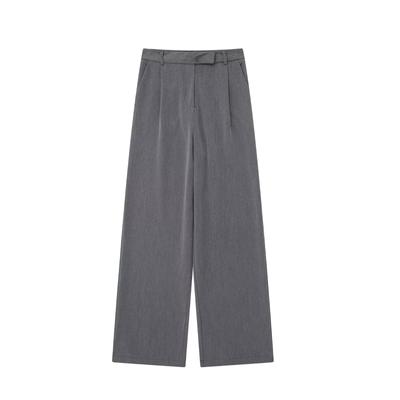 Women Fashion Solid Front Zipper Straight Pants Vintage High Waist Full Length Female Chic Lady Trousers