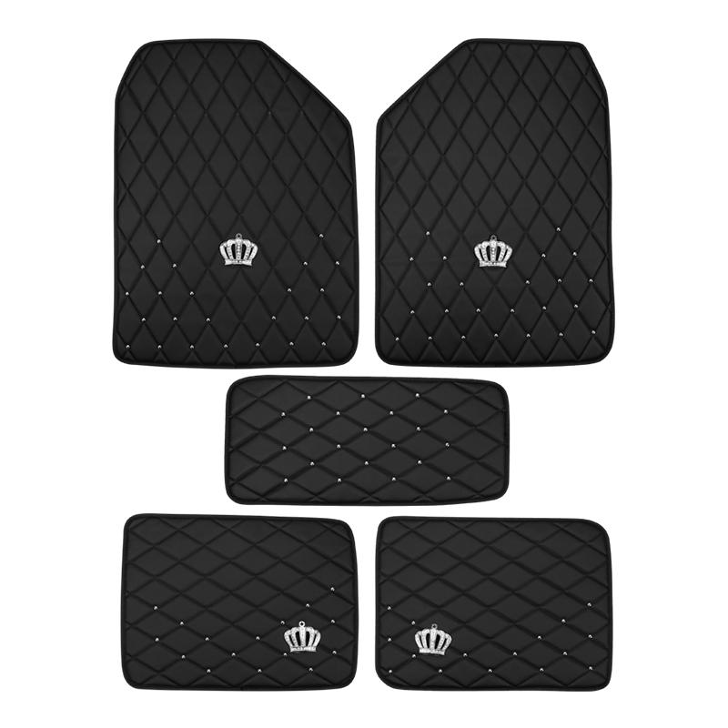Crown Rivet Universal Car Leather Foot Mats Protector Anti Slip Foot Pad Auto Floor Mats Fit for All Car Model Accessories