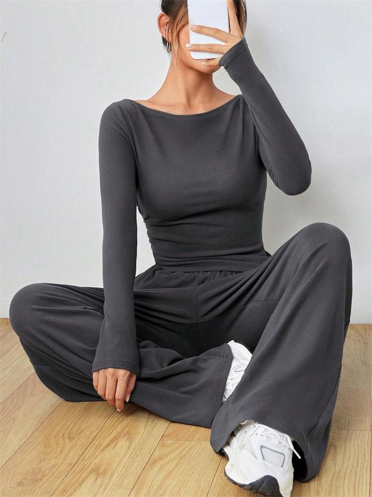 Loose Fit Women's Wide-Leg Pants Two-Piece Set - Soft, Stylish, Irregular Design
