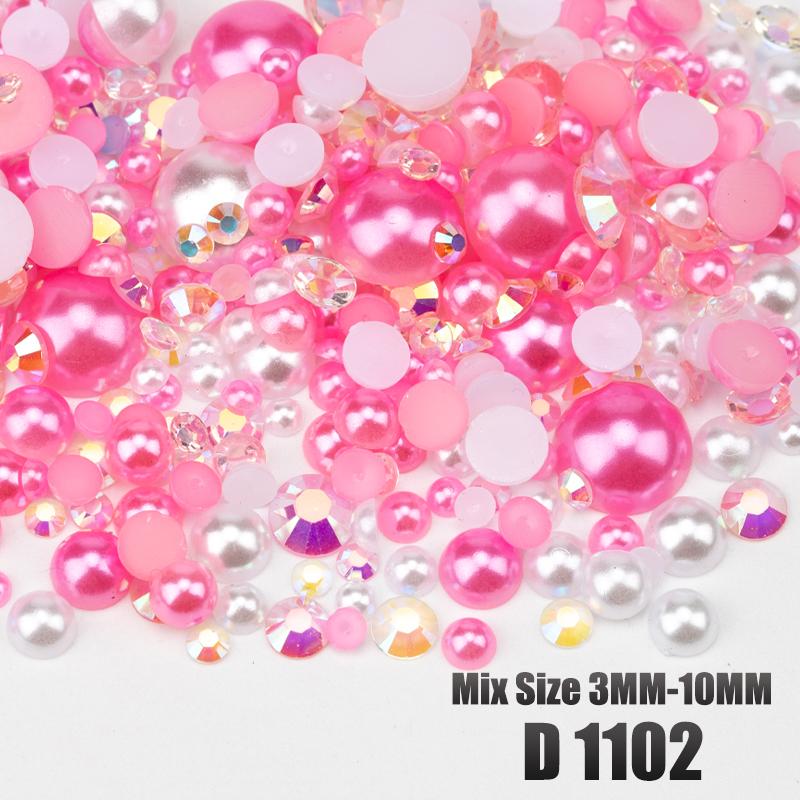 

VDD 30 г разные размеры ABS имитация полукруглого жемчуга с плоской задней частью AB цветные стразы из смолы для поделок чашки дизайн ногтей DIY украшения WBL 30g (Mix Size) розовый