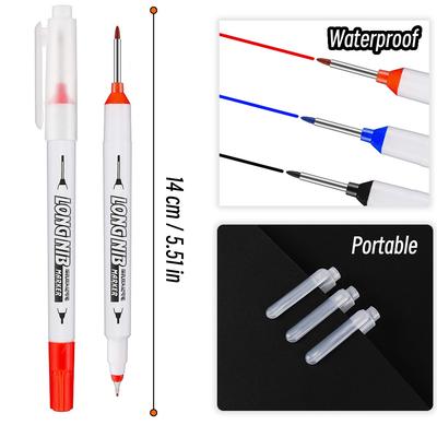 20mm Doppelspitze Schwarze Tinte Tiefloch Langkopfspitze Punktmarker Für Baustelle Fliesen Stift Badezimmer Holzbearbeitung Dekoration