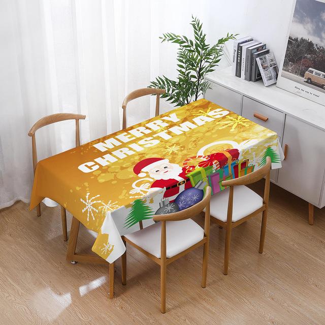 Christmas Tablecloths Holiday Decorations Santa Claus Printed Home Kitchen Table Stain -Resistant Tablecloths  Year Gifts